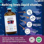LIQUIDHEALTH Calcium & Magnesium Adult Liquid Vitamin Supplement - Bone, Joint, Muscle, Connective Tissue Support, Heart Health, Essential Nutrients - Made in USA, Vegan, Non GMO, No Sugar (3 Pack)