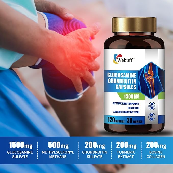 Glucosamine Chondroitin Capsules Support to Maintain Healthy Joint Function and Mobility Turmeric Dietary Supplement 120 Capsules (120 Count (Pack of 2))