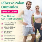 12g Fiber Gummies & Colon Gentle Cleanse - 720 Soft Chews 0 Sugar Fiber Gummies for Adults, 50 B Probiotics, Psyllium Husk & Senna - Colon Detox Cleanse for Gut Health, Regularity & Bloating Relief