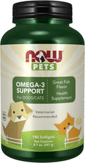 NOW Pet Health, Omega 3 Supplement, Formulated for Cats & Dogs, 180 Softgels