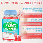 2 Packs - Fiber Gummies for Adults, Sugar Free Probiotics & Prebiotic Fiber Gummies, with Inulin, Fos & Chicory Root - for Regularity, Digestion & Gut Health - Vegan, Gluten Free, 120 Counts