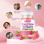 Calcium Citrate Gummies w/Vitamin D3, High Absorption Calcium Supplement for Women & Men, Plus Magnesium, Potassium, Zinc for Muscle & Immune Support, Sugar-Free, Raspberry Flavor, 60 Count
