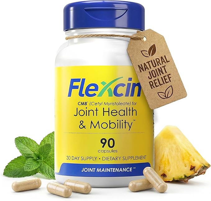 Flexcin Joint Health & Mobility Formula with CM8 (Cetyl Myristoleate) - Joint Supplements for Men and Women with Glucosamine, MSM, Collagen Type II - 90 Capsules