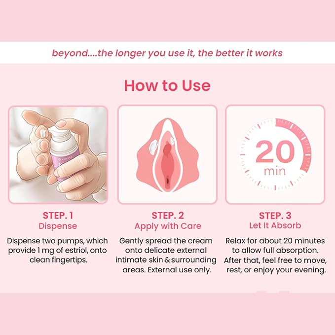 Vaginal Estrogen Cream for Women Menopause: Bioidentical Estrogen Cream with Estriol for Menopause & Postmenopause Relief - External Vaginal Moisturizer 1.06 oz (2 Month Supply)