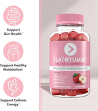 Flat Tummy Apple Cider Vinegar Gummies, 60 Count – ACV Gummies, Detox, Support Gut Health – Vegan-Friendly, Non-GMO - Beet and Pomegranate Superfood Powders, Vitamins B6, B9 & B12