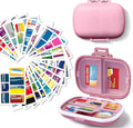 iouwei 7 Day Pill Container with Medicine Labels - Mini Medication Organizer, Travel Essentials, 161 Labels (Pink)