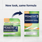 Monistat 3-Day Yeast Infection Treatment for Women, 3 Miconazole Vaginal Suppositories & External Itch Relief Cream (9g Tube) Combo Pack