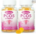 PCOS Gummies Vitamins for Menstrual Cycle & Ovulation & Fertility, Pack of 2, 60 Count Orange Flavor Hormonal Balance Vitamins Help Getting Pregnant with PCOS, Easy to Chew
