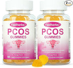 PCOS Gummies Vitamins for Menstrual Cycle & Ovulation & Fertility, Pack of 2, 60 Count Orange Flavor Hormonal Balance Vitamins Help Getting Pregnant with PCOS, Easy to Chew