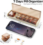 Weekly Pill Organizer,Portable 7 Day Pill Box,Moisture Proof Medicine Pill Organizer,Travel Pill Case with BPA-Free Material,Pocket-Size for Supplements & Vitamins (White)