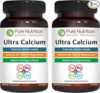 Pure Nutrition Ultra Calcium 1000mg with VIT D3 + K2 | 180 Tabs (90 X Pack of 2) | Calcium Supplement with Calcium Citrate Malate, VIT D3, K2, Moringa Oleifera, Magnesium and Zinc.