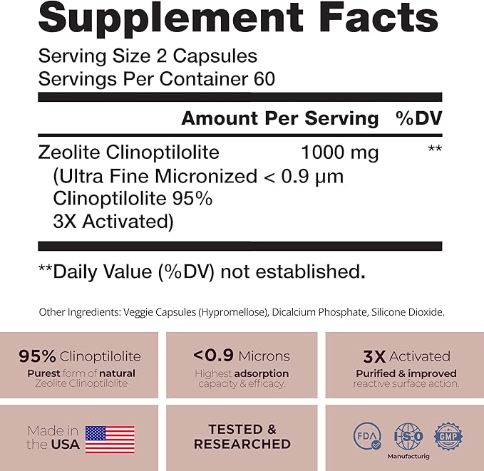 Zeolite Detox for Adults Sorbolit - Zeolite Capsules Binder Detox Cleanse - Zeolite Clinoptilolite for Deep Full Body Detox, Gut Cleanse, Cellular and Liver Detox