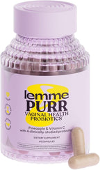 Lemme Purr Vaginal Probiotics for Women - Promotes pH Balance, Healthy Vaginal Odor & Urinary Tract Health w/Lactobacillus Blend, Clinically Tested Strains, Pineapple & Vitamin C - 60 Veggie Capsules
