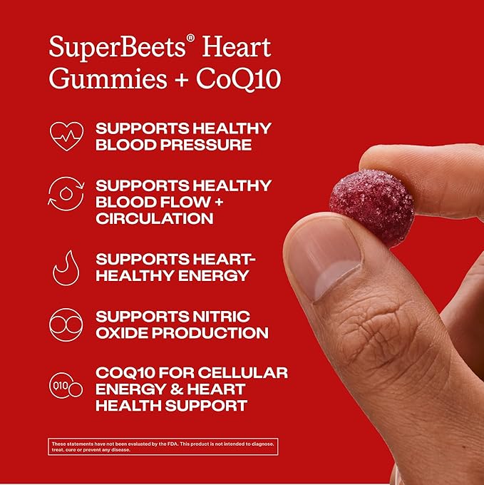 Humann SuperBeets Heart Gummies Advanced - CoQ10 150 mg Plus Beet Root Powder & Grape Seed Extract, 120 Count