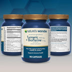 Nature's Wonder Turmeric Supplement with BioPerine - Enhanced Absorption Turmeric Complex 500mg with BioPerine 5mg for Joint Function, Mobility, and Comfort, 90 Vegetarian Turmeric Capsules
