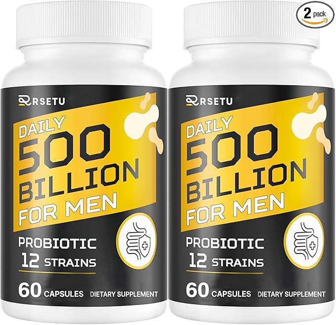 Probiotics for Men, 500 Billion CFUs & 12 Strains Mens Probiotic with Turmeric Cranberry, Goji, Gut Health for Men, for Digestive Health, Gut, Bloating & Gas, Immune, Energy Support, 60-Day Supply