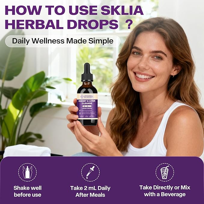 30-in-1 Kidney and Liver Cleanse Detox & Repair Drops with Cranberry Extract, Milk Thistle & Chanca Piedra, Vegan Kidney Support Supplement for Urinary Tract & Liver Support | Blueberry Flavor, 1P