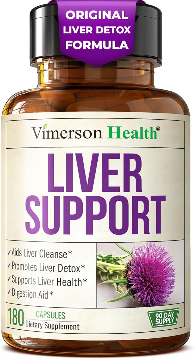 Vimerson Health Liver Cleanse Detox & Repair - Milk Thistle Supplement with Silymarin, Dandelion Root, Artichoke & Zinc for Liver Support, Digestion, Energy with Milk Thistle Extract, 180 Capsules
