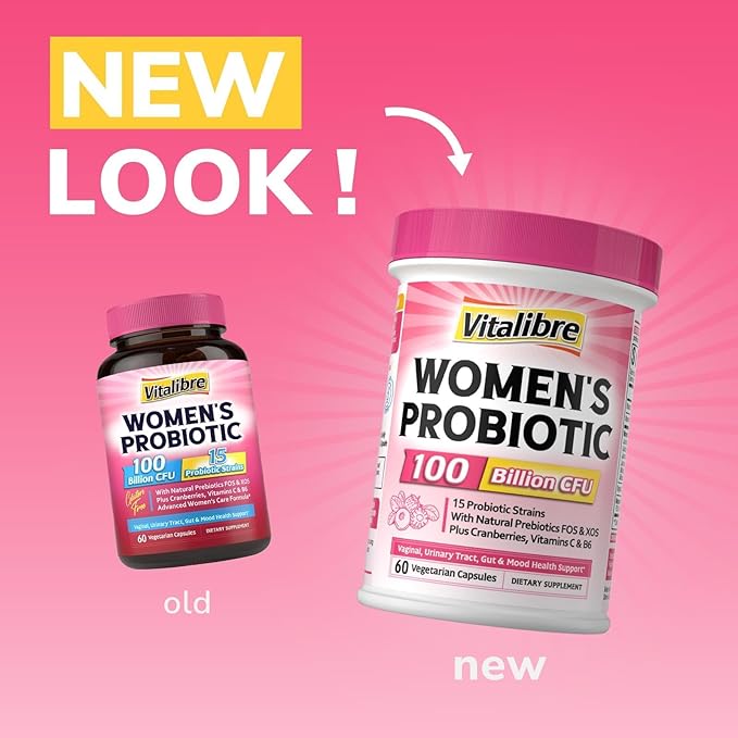 Probiotics for Women 100 Billion CFU 15 Strains, DailyProbiotic & Prebiotic Supplement with Organic Cranberry to SupportVaginal, Digestive, Immune Health, Shelf Stable, 60 Vegan Capsules