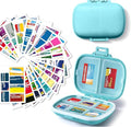 iouwei Daily Pill Container with Medicine Labels - 7 Day Mini Medication Organizer (Blue, 161 Labels)