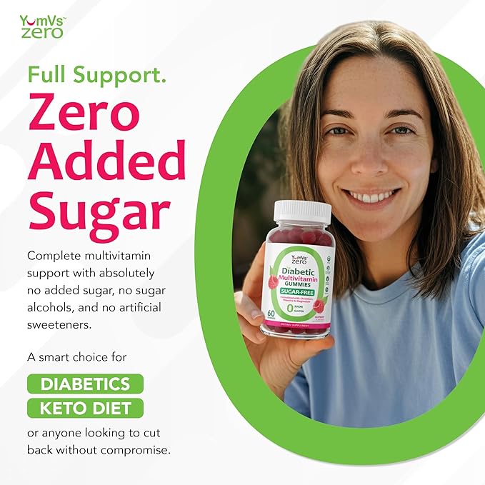 YUM-V'S Multivitamin for Women & Men – Sugar Free Multivitamin Gummies – Zero Sugar Gummy with Chromium, Thiamine & Magnesium – Keto-Friendly Daily Vitamin Gummy – Raspberry (60 Count (Pack of 2))