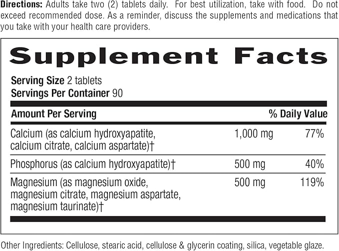 Country Life Target-Mins Calcium Magnesium Complex 1000mg/500mg, 180 Tablets, Certified Gluten Free, Vegan, Non-GMO Verified