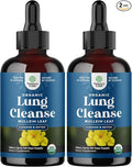 Organic Mullein Drops for Lungs - Lung Detox & Cleanse with Marshmallow Root Extract & Plantain Leaf for Respiratory Lung Health - Mullein Leaf Tincture Drops for Breathing Support - 4 Fl Oz (2 Pack)