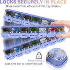 2-Pack Extra Large Weekly Pill Organizer, Travel Pill Box 7 Days, XL Vitamin Holder with 7 Detachable Compartments, Protable Medicine Organizer for Supplements
