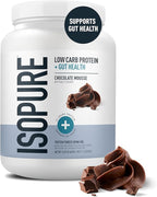 Isopure Protein + Gut Health & Immune Support Powder, Chocolate Mousse, 25g Whey Protein with Prebiotics & Vitamins, 12 Servings (Pack of 1)