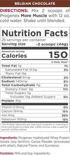 Progenex® More Muscle | No Added Sugar, Hydrolyzed Whey Protein Isolate Powder | Natural Lean Muscle Gainer. Best Tasting Low Carb Protein Shake for Women & Men. 25 Servings (Belgian Chocolate)