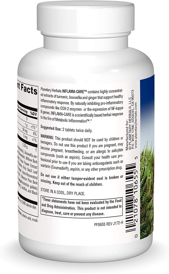 Planetary Herbals Inflama-Care 1165mg Turmeric/Boswellia Complex - 60 Tablets