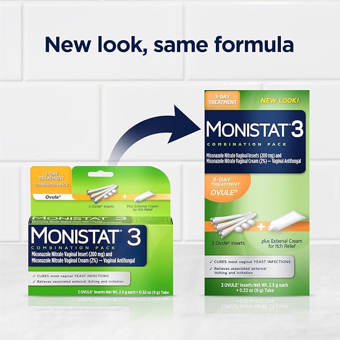Monistat 3 Day Yeast Infection Treatment for Women, 3 Miconazole Ovule Inserts and External Monistat Anti-Itch Cream Bundle