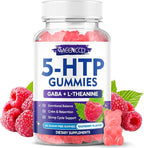 5-HTP Gummies 300mg, 5-HTP Supplement with 200mg L-Theanine & 50mg GABA, GABA Supplements for Adults, Sugar Free, Raspberry Flavor, 60 Count