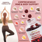 Unisex Cortisol Gummies - Contains Ashwagandha, Magnesium, L-Theanine - Unisex - Relieves Stress, Promotes Sleep, Detoxifies, Balances Hormones, 60 Count