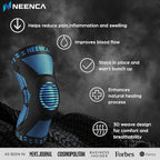 NEENCA Professional Knee Brace for Pain Relief, Medical Knee Support with Patella Pad & Side Stabilizers, Compression Knee Sleeve for Meniscus Tear, ACL, Joint Pain, Runner, Workout (Blue, Medium)