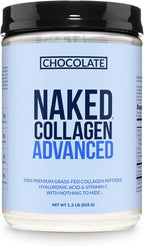 NAKED Chocolate Collagen Advanced - Peptides Protein Powder, Hyaluronic Acid, Vitamin C, Pasture-Raised, Grass-Fed Hydrolyzed Collagen Supplement, Paleo Friendly, Non-GMO, Keto, Gluten Free, 1.3LB