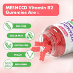 MEENCCD Vitamin B2 Gummies Riboflavin 400mg Supplement with Magnesium for Kids & Adults, B2 Gummies for Migraine Relief & Nervous System Support, Vegan, Sugar-Free, Raspberry Flavor, 60 Count