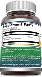 Amazing Formulas Hyaluronic Acid 100 Mg Supplement | Capsules | Non-GMO | Gluten-Free | Made in USA (1 Pack, 360 Count)