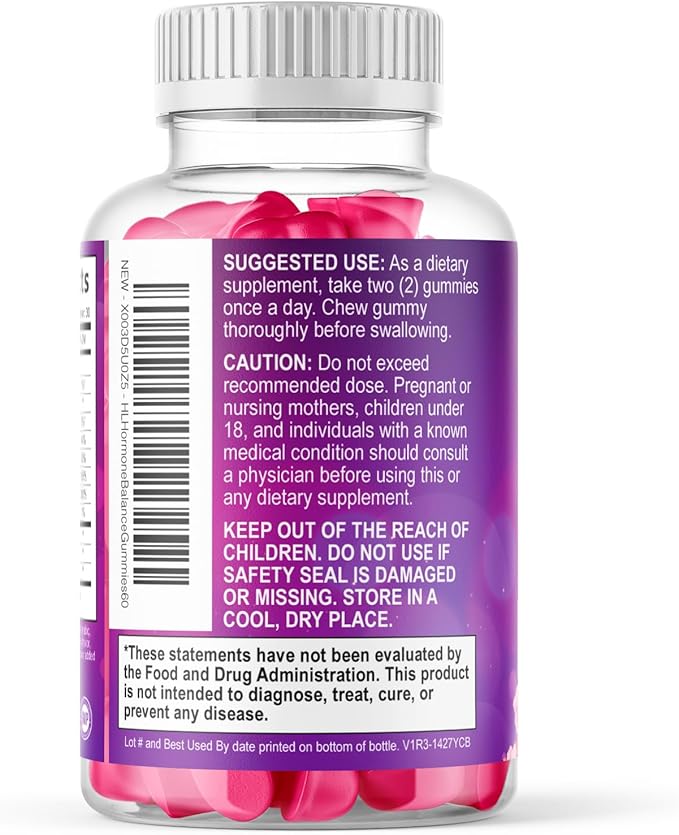 Menopause Supplements for Women - Complete Natural Mild Hot Flashes & Night Sweats Support, Multi Benefit Menopause Relief Gummy, Support for Balance & Energy, Gluten-Free & Non-GMO - 60 Gummies