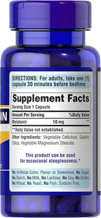 Puritan's Pride Premium Super Strength Melatonin 10mg Sleep Aid, Dietary Supplement for Sound, Restful, and Longer Sleep Support, 2 Month Supply, 60 Rapid Release Capsules (Pack of 3)