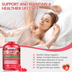 Magnesium Glycinate Gummies 1000mg, High Absorption Sugar Free Magnesium Potassium Supplement for Relaxation, Stress Relief, and Sleep Support for Adults & Kids - 90 Strawberry Gummies