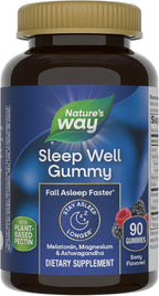 Nature’s Way Sleep Well Melatonin and Magnesium Gummies, Sleep Support for Adults*, with Ashwagandha, Berry Flavored, 90 Gummies