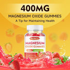 2 Pack Magnesium Oxide Gummies 400mg, Chewable Magnesium Oxide Supplement for Adults & Kids, Muscle Function Support, Non-GMO, Sugar-Free, Strawberry Flavor, 120 Count