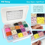 20 Compartment Large Pill Case with Airtight Seal - Silicone Gasket Waterproof Med Box with Medication Map (Clear, 1 Pack)