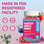 Magnesium Gummies 800mg - Vitamin D3, C, B6, B12 & Zinc Complex with Magnesium Glycinate, Citrate & Malate, Magnesium Complex Gummies for Muscle, Mood & Energy, Vegan 60 Counts