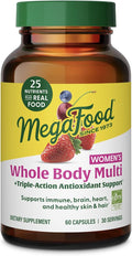 MegaFood Whole Body Womens Multivitamin - Multivitamin for Women - Vitamin D3 K2, Magnesium Citrate, Folate, Biotin, Iron - Brain, Heart, Skin & Hair & Immune Support - 60 Capsules, 30 Servings