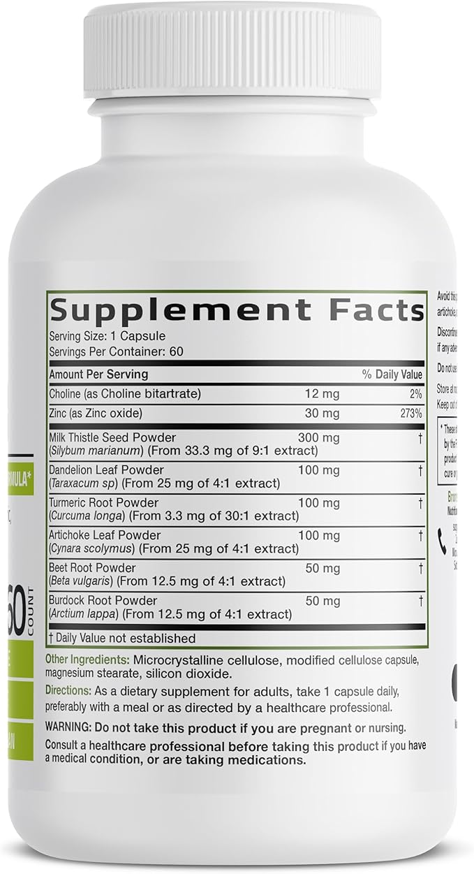 Bronson Liver Detox Advanced Detox & Cleansing Formula Supports Health Liver Function with Milk Thistle, Dandelion Extract, Turmeric, Artichoke Leaf & More, Non-GMO, 60 Vegetarian Capsules