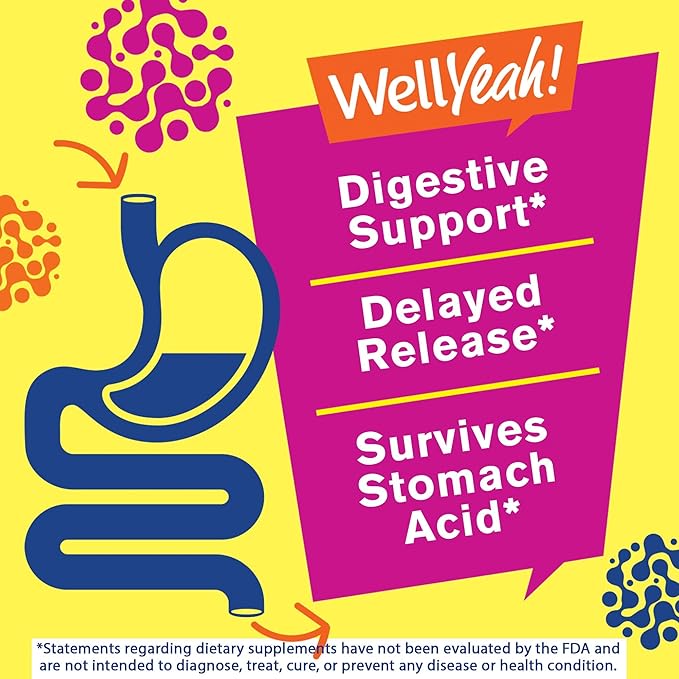 WellYeah Probiotics for Women Gummies - 10 Billion CFU - for Digestive Support, Gut Health, and Feminine Health Support - Natural Sourced Flavors - Vegan, Delayed Release Womens Probiotic - 60 Gummies