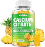 Calcium Citrate Gummies 1200mg, Chewable Calcium Supplements for Women & Men, Sugar Free Calcium Gummies for Bone, Muscle & Immune Support, Pineapple Flavor, 60 Count
