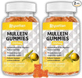 Mullein Gummies, 2000mg Organic Mullein Leaf Extract with Quercetin, Bromelain & Vitamin D3, Mullein Leaf Extract for Respiratory, Natural Lung Cleanse, Improve Appetite, Vegan, Non-GMO, 2 Pack